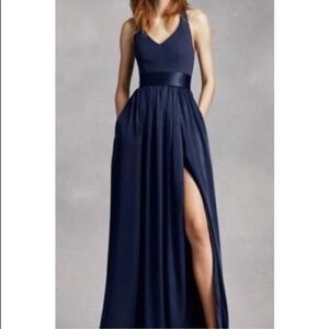 Era Wang White Tag Womens Size 2 Maxi Wedding Gown Halter Straps Pockets Zipper